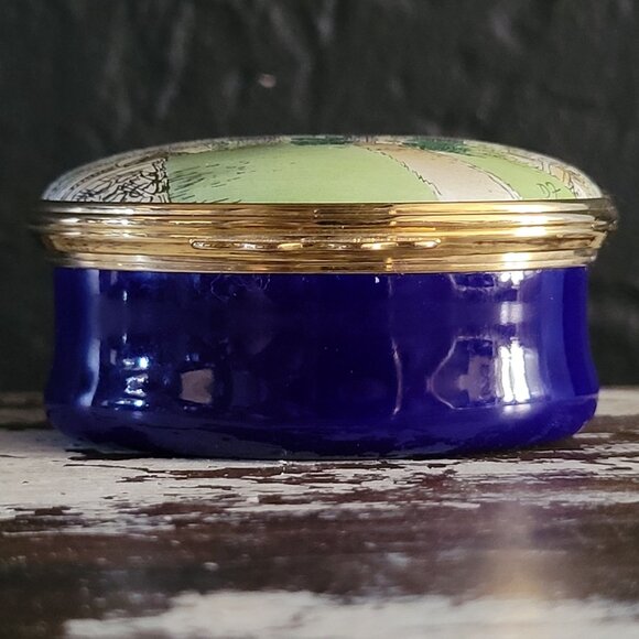 Vtg Halcyon Days English Enamel Box Sulgrave Manor Scene Handcrafted In England - Picture 5 of 9